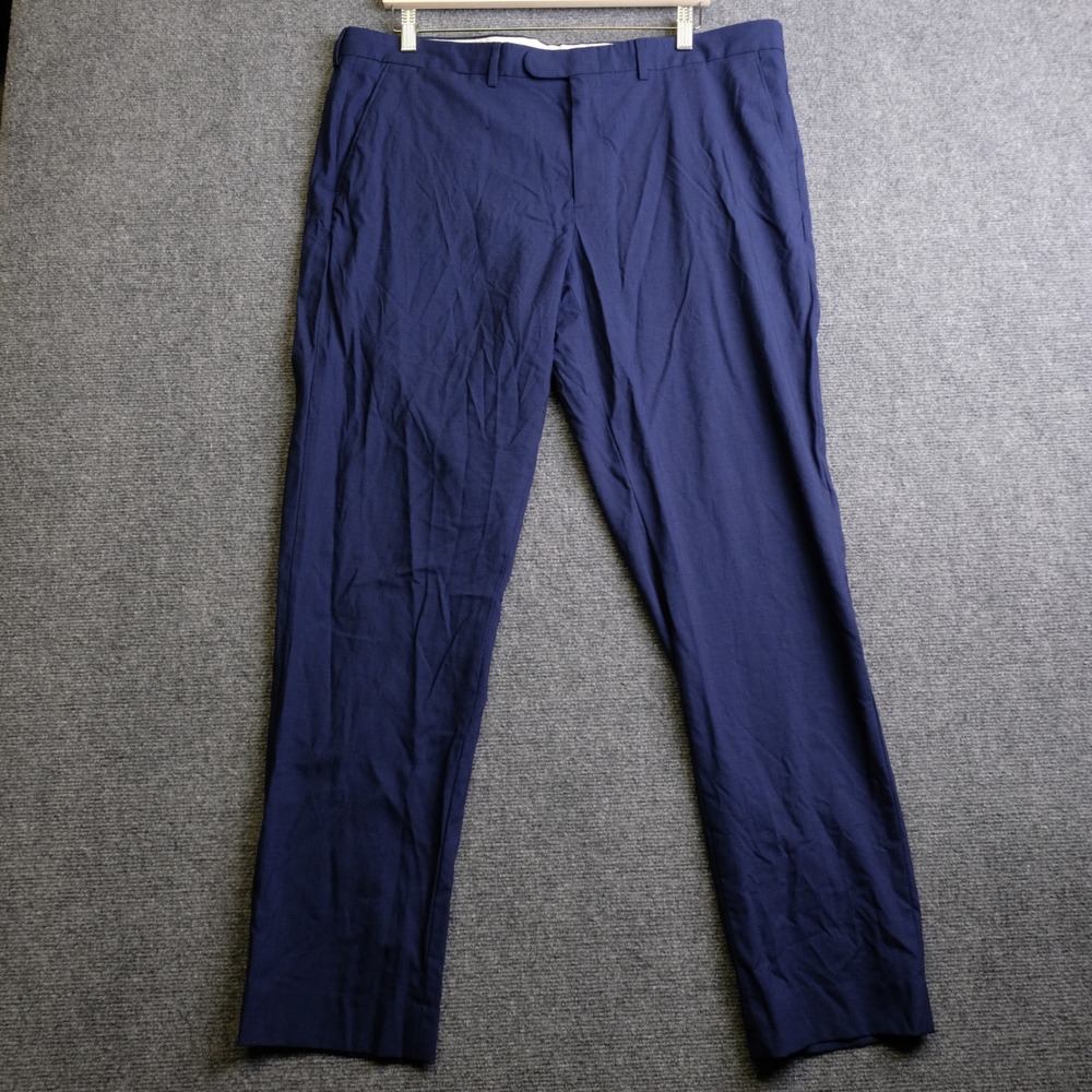 J.Crew Bowery Dress Pants Mens 36x32 Blue Slim Fit Wool Comero Italy G1509